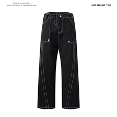 美式高街牛仔裤男士韩版潮流直通帅气2026夏季ins长裤RK2718-P52，男装牛仔裤，星座412-2