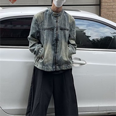 CL0797-P72美式复古秋季新款牛仔外套男拉链潮牌设计感小众夹克，男装工装外套，电商C233