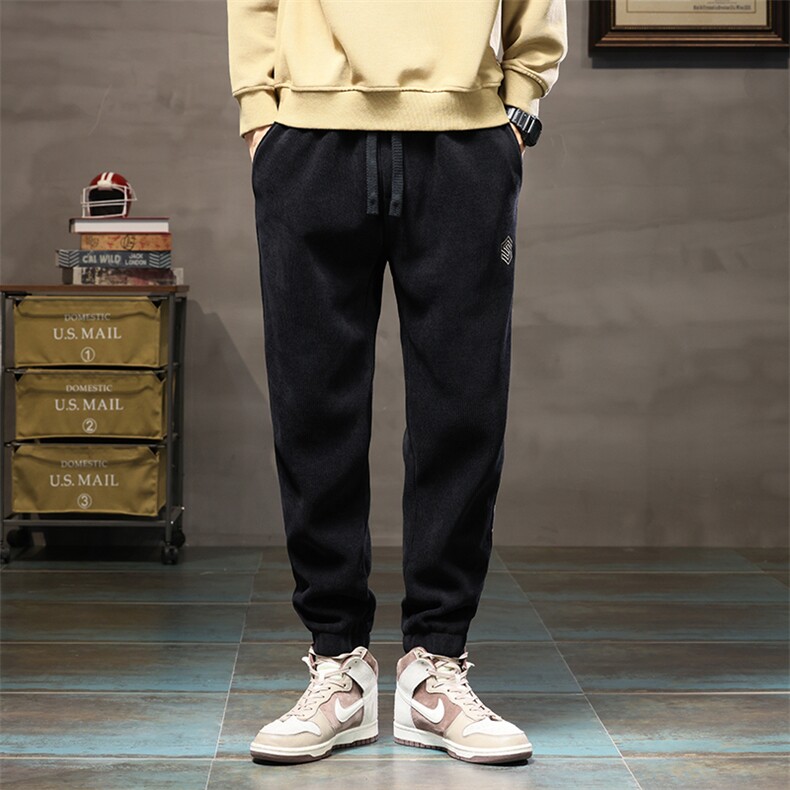 加厚休闲裤男士秋冬季宽松束脚裤运动保暖卫裤Z8894-P45/加绒P55,男装休闲裤,星座509
