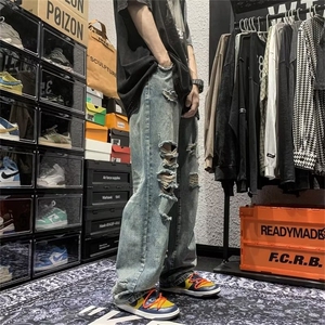 水洗破洞牛仔裤男夏季潮高街裤子设计感街舞裤 NK321-P42图片