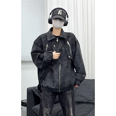 特批P85无差价春季cleanfit解构设计pu皮外套短款男潮夹克J5219，男装夹克，电商A001
