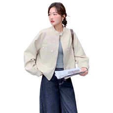 【主推】复古简约小立领休闲口袋短外套2D148-2626-P155-K268，女装短外套，2D148