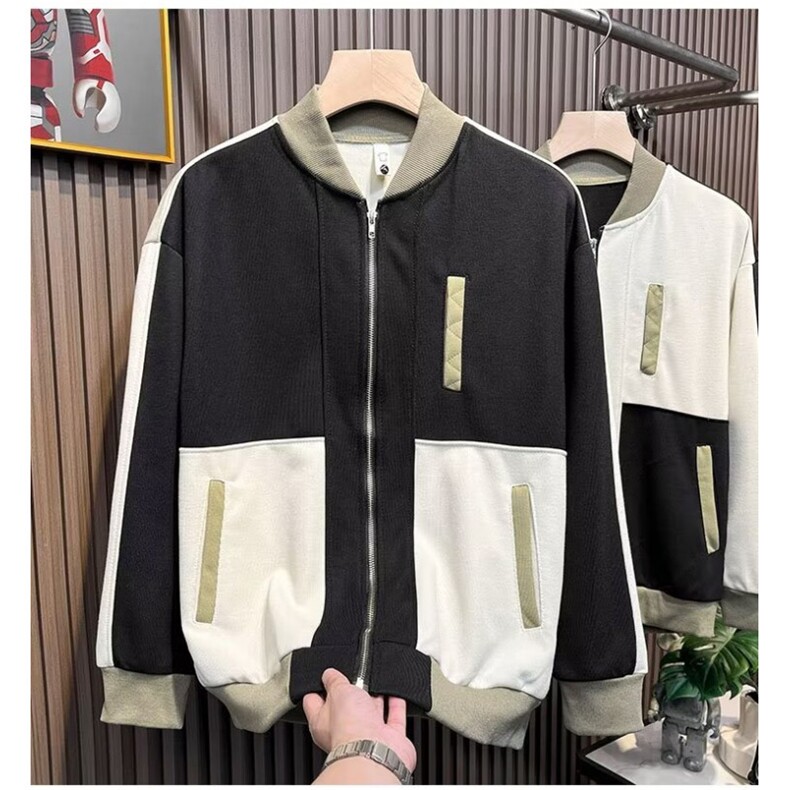秋季新款男士棒球服拼接时尚夹克潮流宽松百搭情侣款美式外套,男装夹克,星座1013