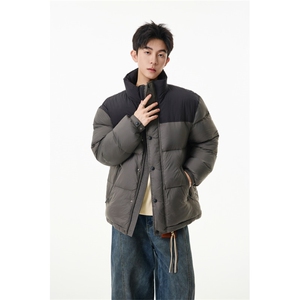 90%绒新标有报告立领撞色韩版宽松羽绒服外套Y988/P350现货图片