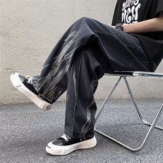 高街牛仔裤男韩版潮流拼色痞子帅气2026夏季新款ins长裤RK200-P45，男装牛仔裤，星座412