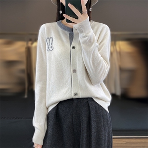 2024秋冬新款羊毛女士纽扣羊毛开衫图片