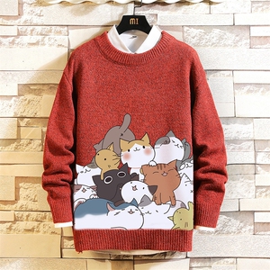 M19162-P45 加绒款-P65 加厚加绒毛衣男大码毛线衣男针织衫 砖墙图片