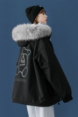 中性风冬装羊羔毛小熊反光情侣棉衣大毛领棉服男女G902P128，男装棉衣，电商A339