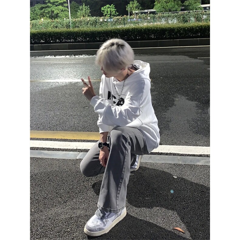 欧美高街vibe裤子嘻哈街头美式复古牛仔裤修身直筒显瘦微喇叭裤,男装牛仔裤,星座310A-4