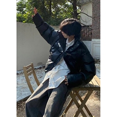 解构短款PU皮立领棉服外套男冬季加厚保暖羽绒面包服棉衣M8080，男装棉衣，星座1116A（原606A-3）