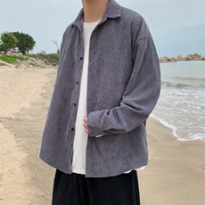 百搭灯芯绒衬衫春秋款男士宽松长袖衬衣休闲外穿上衣W1107-P35，男装夹克，星座512-2