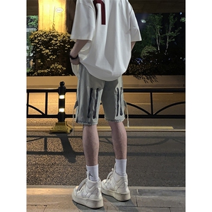 B221 美式ins高街暗黑拉链休闲牛仔短裤五分裤 LK23082-P50 控68图片
