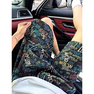 美式字母涂鸦短裤男款夏休闲运动裤五分裤子男装XZ212-QDK555-P31图片