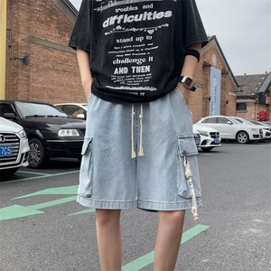 青春流行ins男直筒水洗牛仔短裤 P38图片
