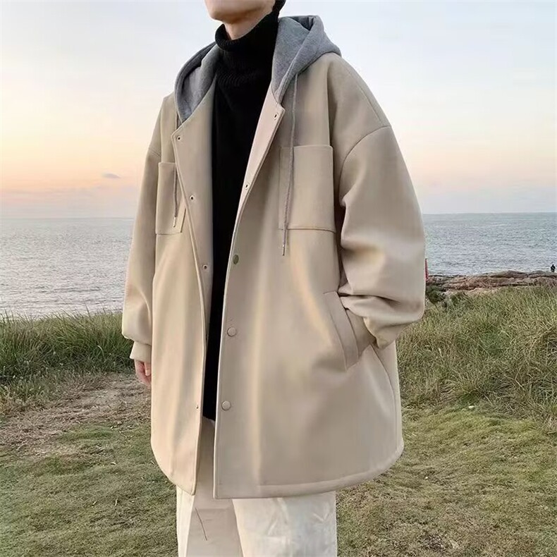 假两件连帽外套男春秋2025新款青少年宽松休闲男生棒球服夹克,男装毛呢大衣,星座218-1（原230）