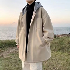 假两件连帽外套男春秋2025新款青少年宽松休闲男生棒球服夹克，男装毛呢大衣，星座218-1（原230）