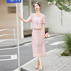 现货！！！！五彩斑斓蕾丝套装裙子半身裙两件套，女装套装/套裙，素月