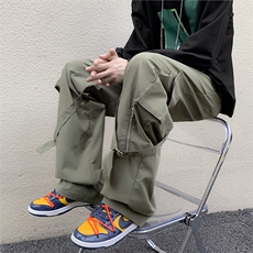 加绒美式工装裤男2023冬季高街拉链裤ins宽松休闲裤子K4755-P48，男装休闲裤，星座412-2