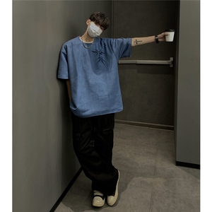 夏季竹竹高升烧花麂皮绒短袖T恤JDT77787P25块特价：供抖音视频图片