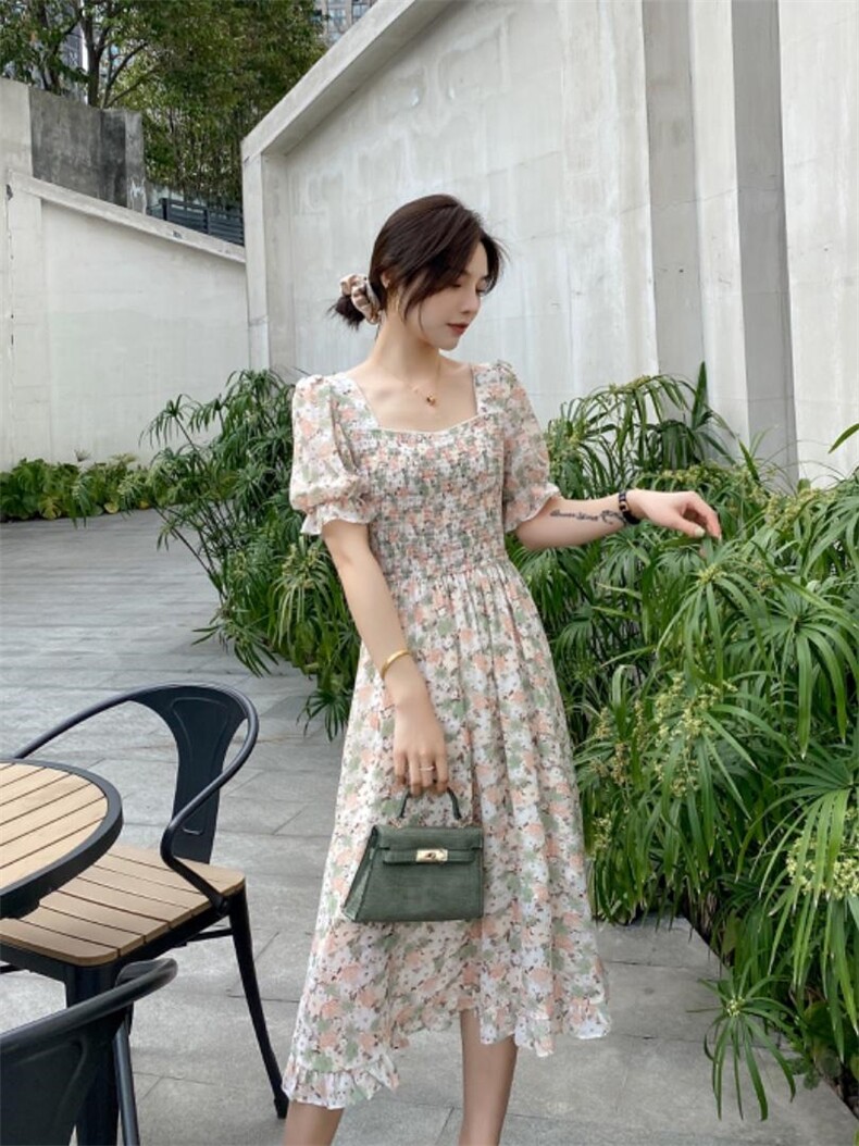 夏季新款碎花连衣裙，女装连衣裙，锦心绣