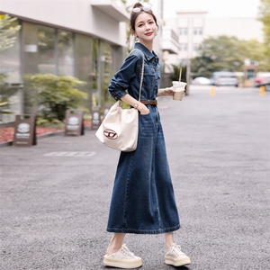（现货）高端精致牛仔连衣裙女2026春秋新款气质高级感显瘦过膝图片