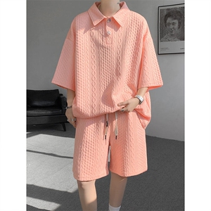 现货 TZ766-TP50 控88 套装夏季新款港风宽松短袖短裤T恤大码男装图片