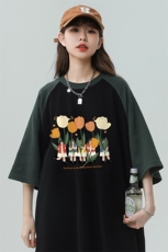中性风新款百搭纯棉圆领印花潮流时尚宽松短袖T恤DT6365P35控58，男装T恤，电商A268