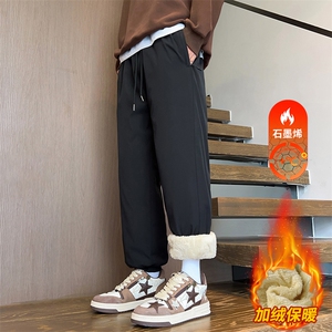 防寒加厚棉裤男冬季保暖青少年宽松大码羊羔绒束脚裤JR1821-特P35图片