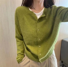 开衫女宽松短款毛衣外套软糯针织衫百搭显瘦上衣，女装针织衫/毛衣，半城羊绒