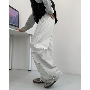 春季新款侧边条纹可束脚打褶冲锋裤登山裤男女 C7049-TP3568图片