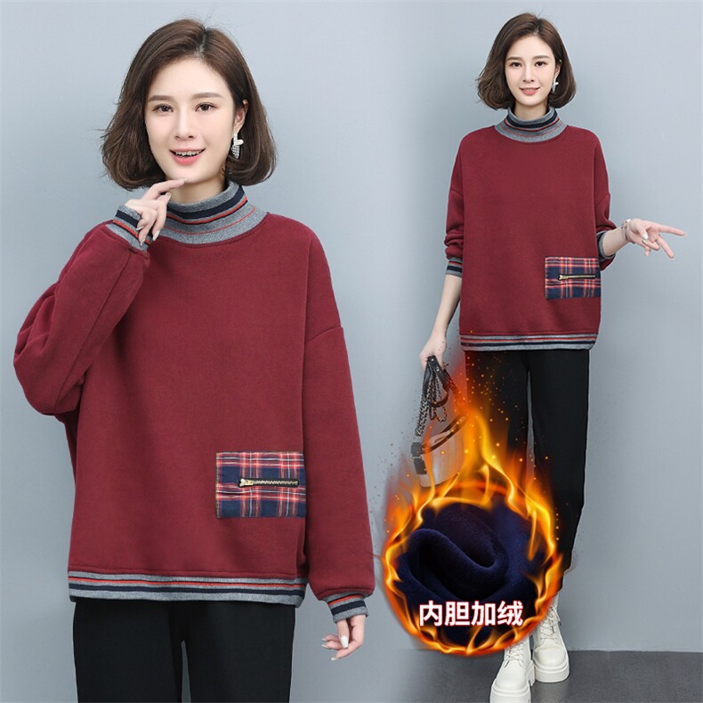 长期现货，加绒运动套装女冬装休闲时尚卫衣洋气品牌减龄两件套，女装卫衣/绒衫，涵誉