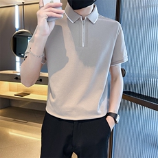 高品质拉链设计2026夏季高级感高级感翻领短袖T恤Polo衫T0256-P55，男装T恤，电商D342