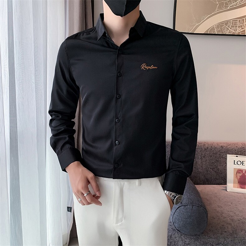 B216CS332P552025秋装新款男士刺绣长袖衬衫小伙风,男装衬衫,电商B216（原B302）