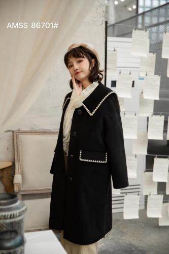 冬款呢料大衣，女装毛呢外套，AMSS 艾玛莎莎