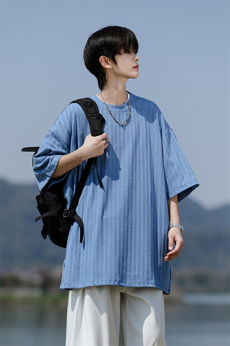 8XL-M重磅！特大码港风短袖T恤男士半袖男五分袖体恤衫DX306P40,男装T恤,电商D206-1