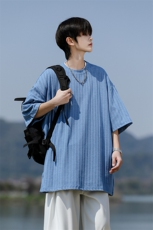 8XL-M重磅！特大码港风短袖T恤男士半袖男五分袖体恤衫DX306P40，男装T恤，电商D206-1