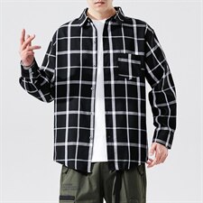 2021春季新无影墙日系男大码潮流宽松休闲格子衬衫C3001-P40，男装衬衫，电商A001