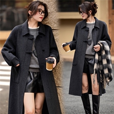 2025年冬季中长款高端羊毛呢子大衣双面羊绒毛呢外套，女装双面呢大衣，简韵佳