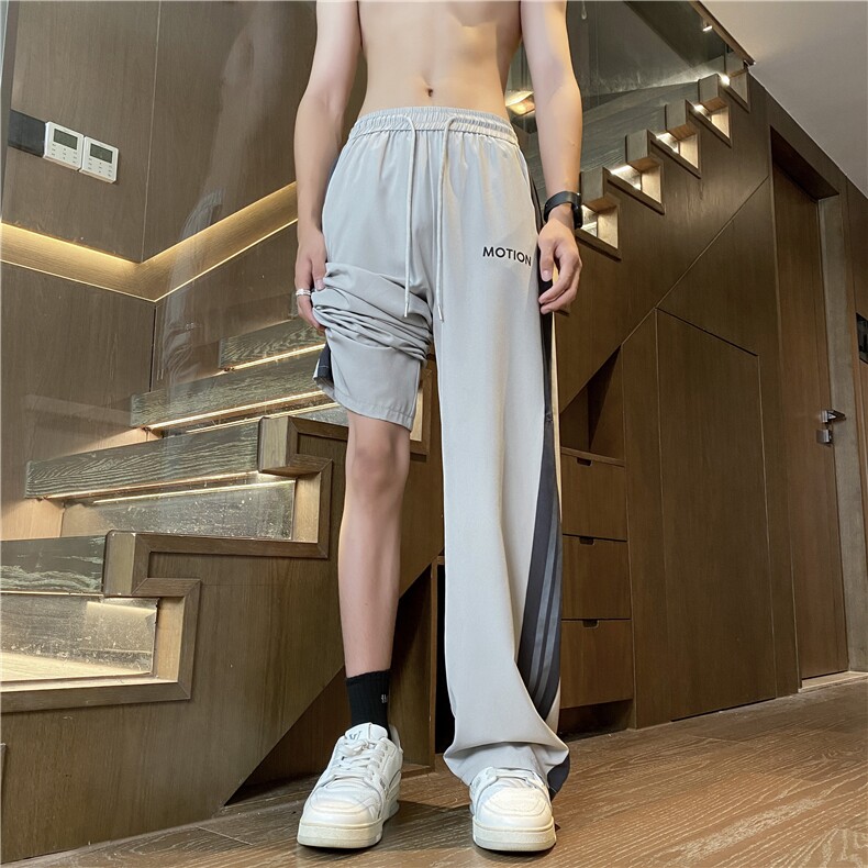 抖音品质夏季新款潮流条纹设计宽松冰丝裤B315-K24203-特p30控58,男装休闲裤,电商B315