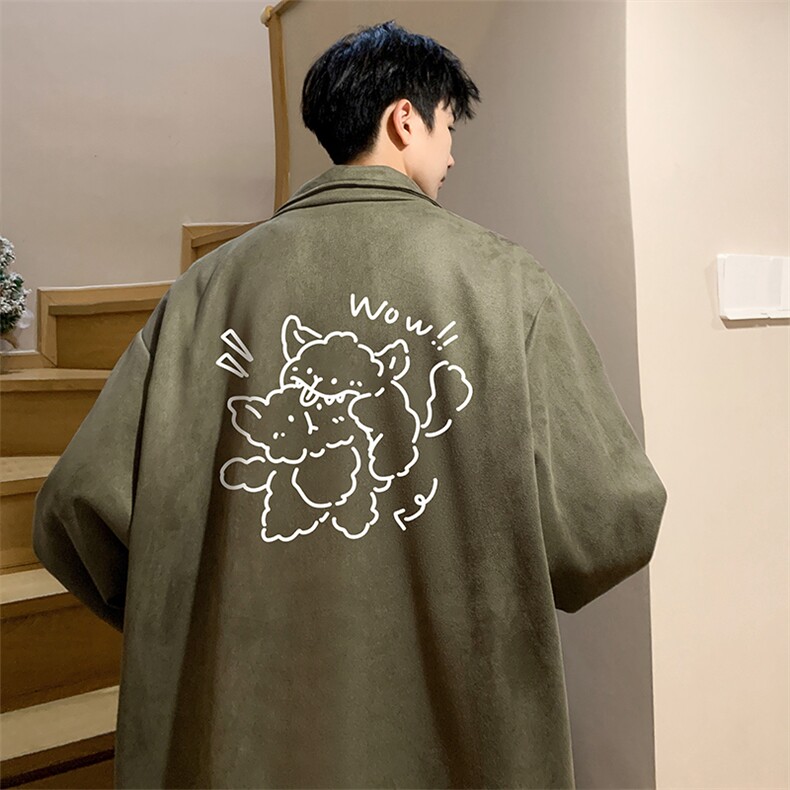 麂皮绒夹克男大码立领褂子外套JK85427-P68加绒款-P78,男装夹克,电商A040