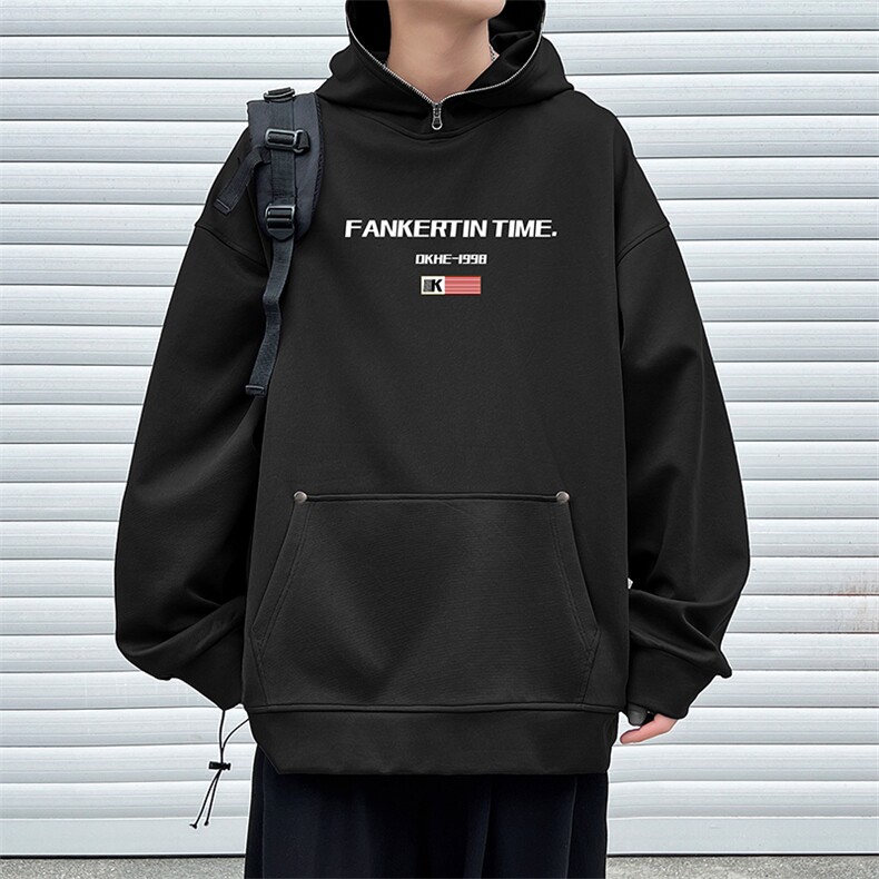 W966-P63M-6XL秋季美式重磅酷丝棉加绒套头连帽拉链卫衣,男装卫衣,星座109-1