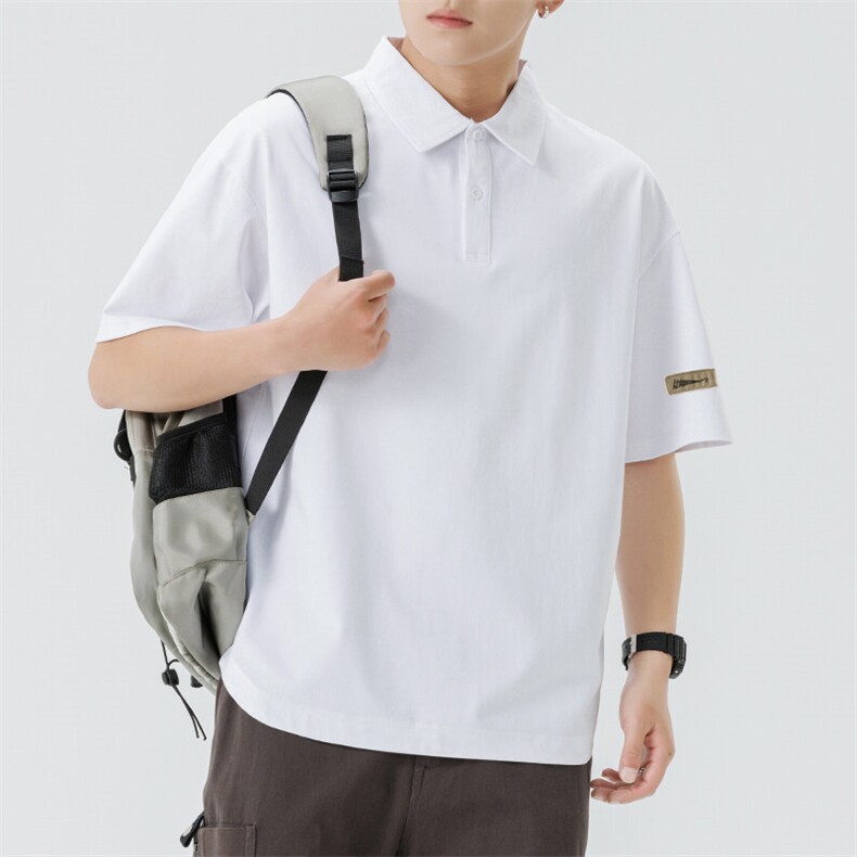 短袖POLO衫夏季新款男士潮流纯色商务翻领T恤上衣图片