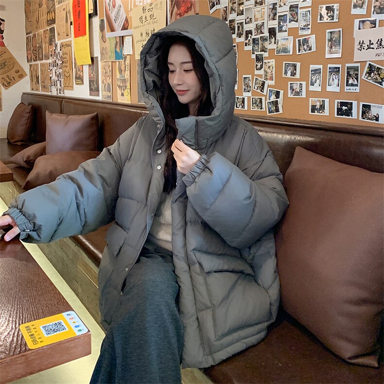 抽绳连帽工装羽绒服女冬季2025新款港味复古流行小个子美式加厚,女装羽绒服,浙宝276（原081）