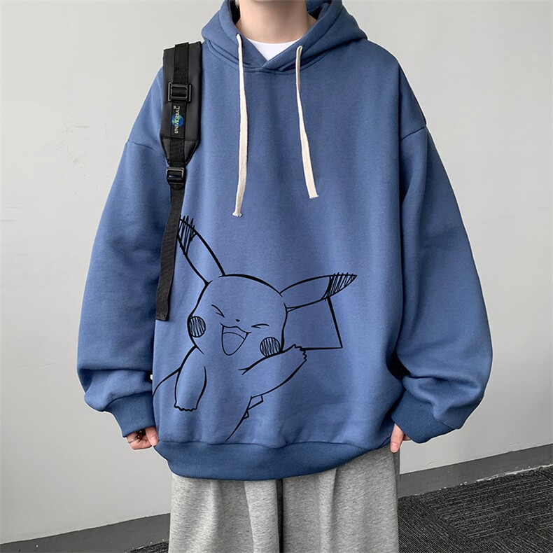 WY2193-P35 加绒款-P40 纯棉连帽卫衣男大码运动帽衫宽松薄外套男图片