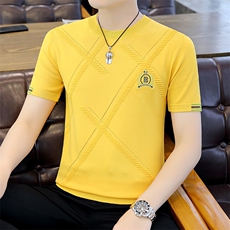 夏季薄款男士圆领短袖t恤时尚休闲2023新款打底衫修身上衣服体恤，男装T恤，电商B212（原钱塘6029）