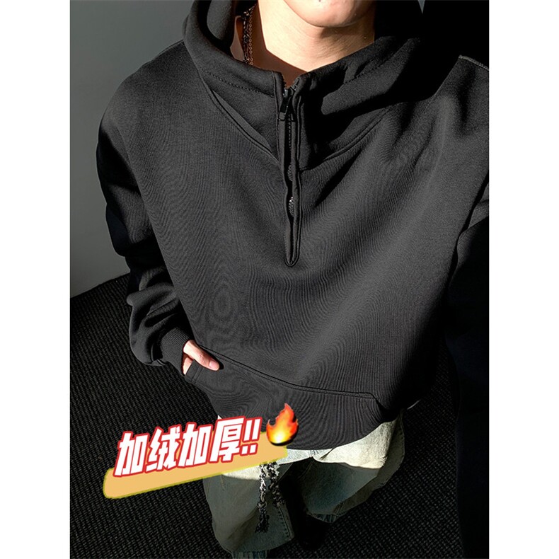 连帽加绒奥粒绒卫衣重磅无帽绳500克拉链硬挺外套男RH5305JR-P59,女装短外套,星座610B-1