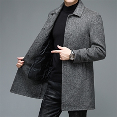 M2201钱塘2020-3双面呢羽绒服人字格精品大衣主推长期款稳定P395，男装毛呢大衣，钱塘207-3