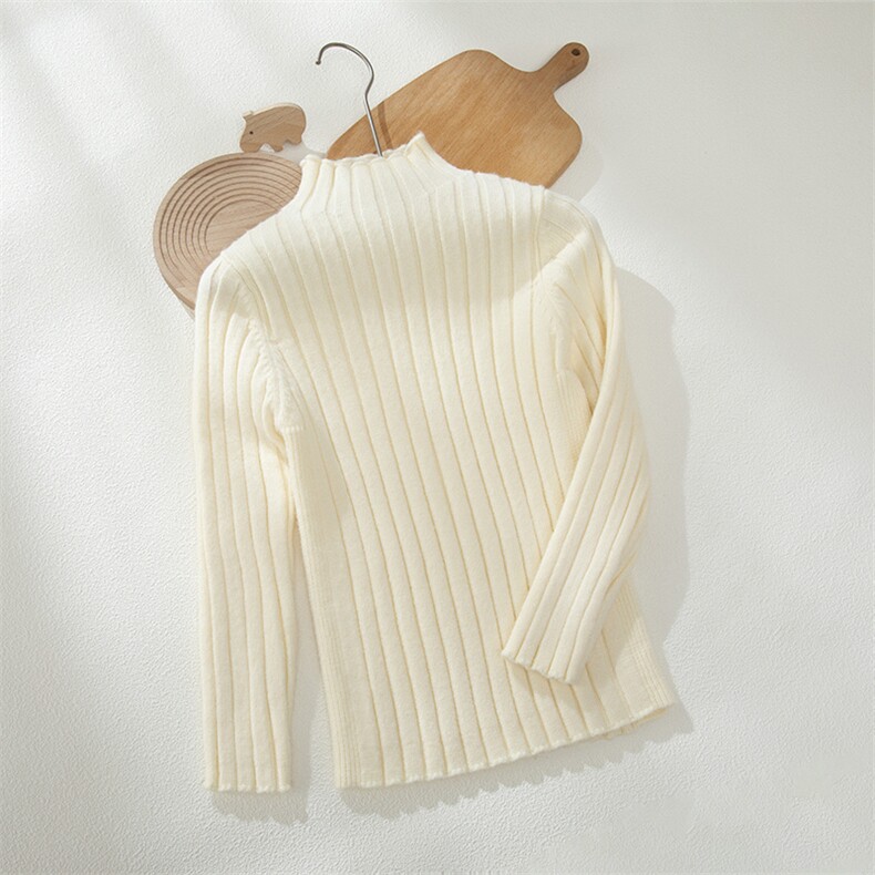 新款儿童毛衣长袖高领立体条纹柔软舒适秋冬保暖男童女童针织衫，童装毛衣，喜润羊绒