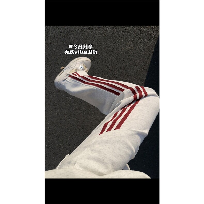 男士春秋运动风宽松垂感条纹休闲裤潮流设计感卫裤特P48,男装休闲裤,电商B319