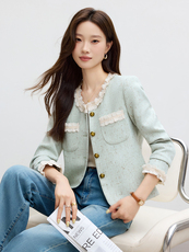现货2025秋季新款小香风气质简约长袖短款小外套女，女装短外套，时尚风爆